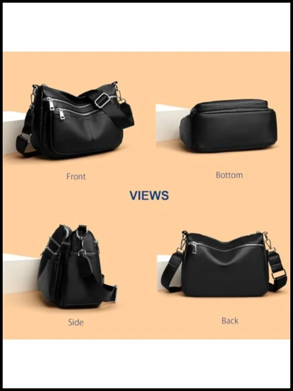 Genuine Leather Hobo Bag Large Crossbody Purse Shoulder Bag Trendy